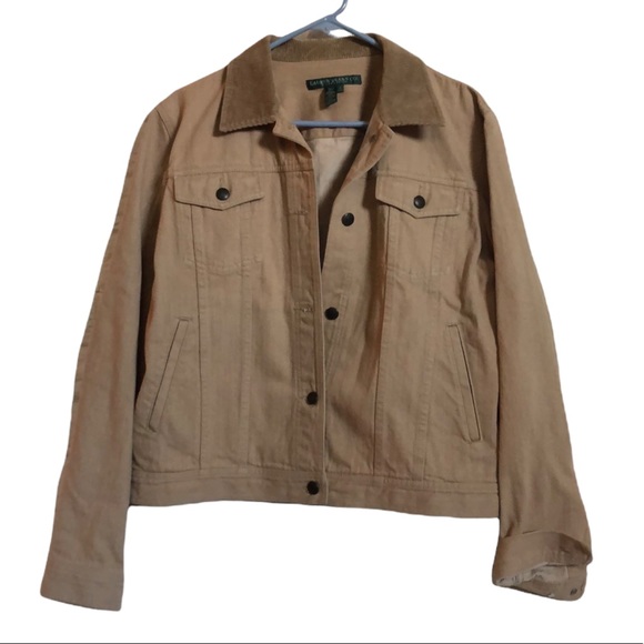 Ralph Lauren Jeans tan denim jacket with corduroy collar women’s XL